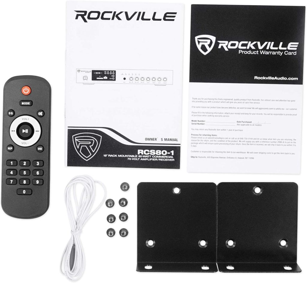 Rockville Commercial Restaurant Amp+(8) 6 Black Ceiling Speakers+Wall Control