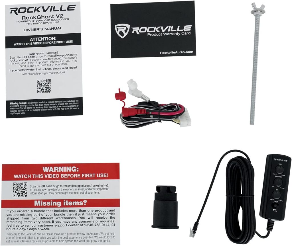 Rockville RockGhost V2 Powered 11 800w Car Subwoofer Fits Inside Spare Tire,Black