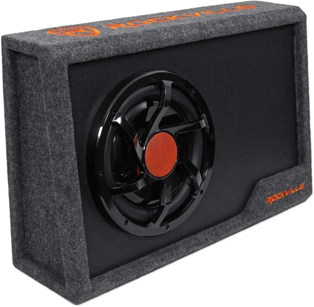 Rockville RWS10CA Slim 1000 Watt 10 Amplified Powered Car Subwoofer Enclosure