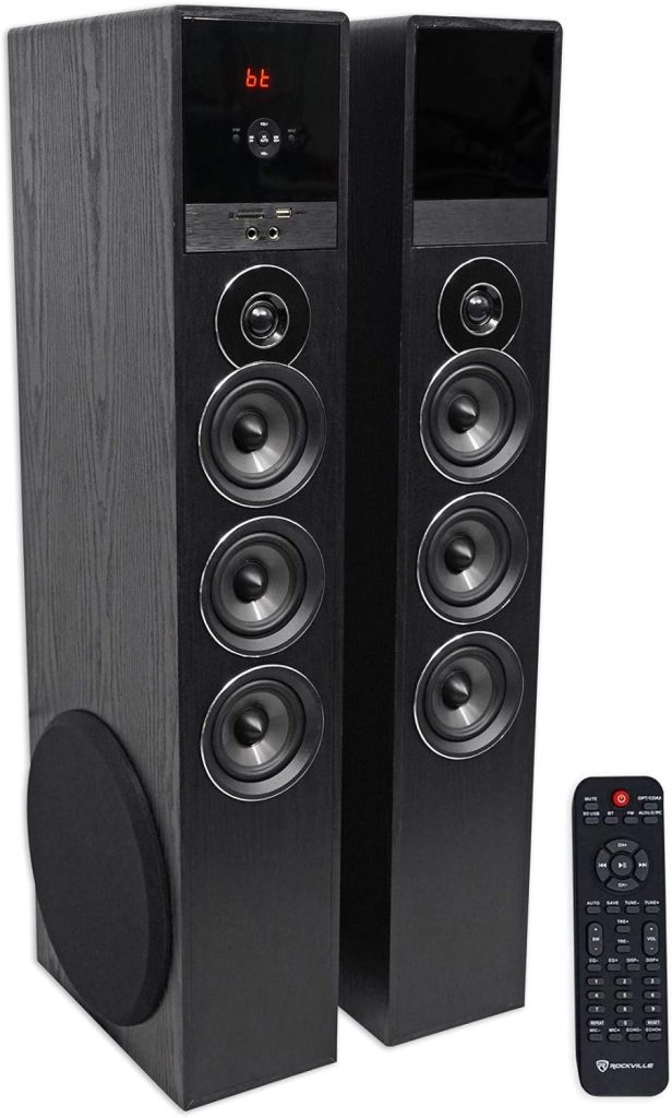 Rockville TM150B Black Home Theater System Tower Speakers 10 Sub/Bluetooth/USB