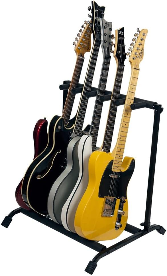 Rok-It Multi Guitar Stand Rack with Folding Design; Holds up to 5 Electric or Acoustic Guitars (RI-GTR-RACK5)