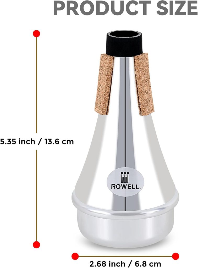 ROWELL Trumpet Mute, ABS Straight Trumpet Mute,Lightweight Practice Trumpet Mute,Trumpet Acessories for Beginner.(Sliver)