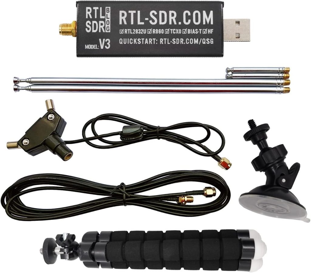 RTL-SDR Blog V3 R860 RTL2832U 1PPM TCXO HF Bias Tee SMA Software Defined Radio with Dipole Antenna Kit