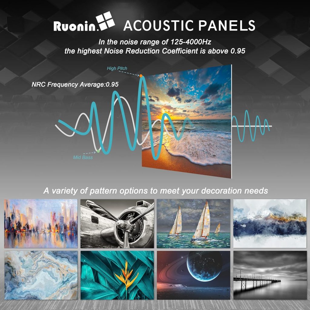 Ruonin.X 6 Pack Decorative Art Acoustic wall panels,Better Acoustic Treatment than foam, Premium Sound Absorbing and Soundproof wall panels for Recording studios and homes, 72x48 inch—Flowing Colors