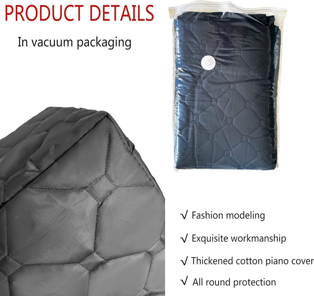 Rvlaugoaa Upright Piano Cover Full Cover Thicken Cotton Lining Waterproof Surface Piano Protection Cover Dust Cover Black Upright Piano Decoration Cover