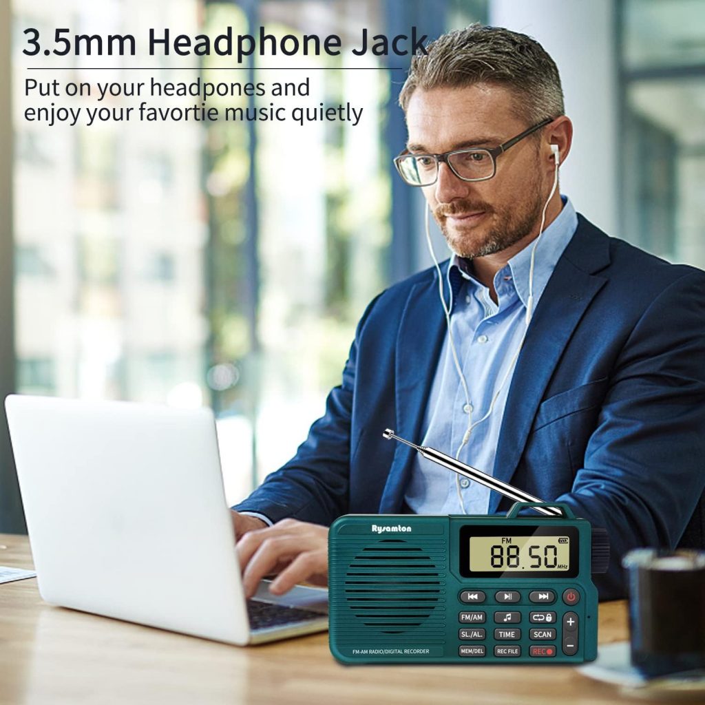  Rysamton Portable AM/FM Radio, Digital Radio Recorder,  Bluetooth 5.0 Radio Speaker, Alarm and Sleep Function, 12/24H Time Display  with Large Digital Display : Electronics