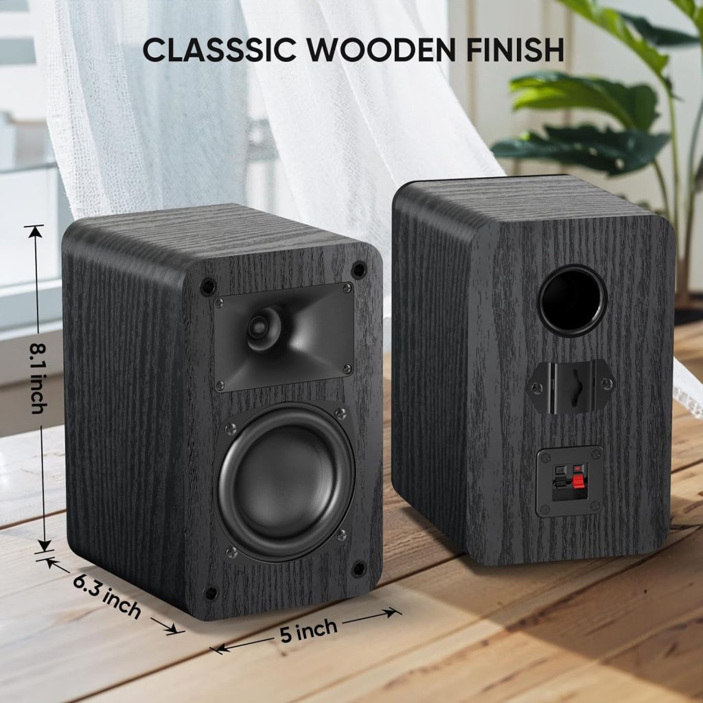 Saiyin Passive Bookshelf Speakers for Desktop Stereo or Home Theater Surround Sound, 3.5-Inch Woofer with Horn Tweeter, 2-Way Passive Near-Field Monitor Speakers, Wall Mountable, One Pair