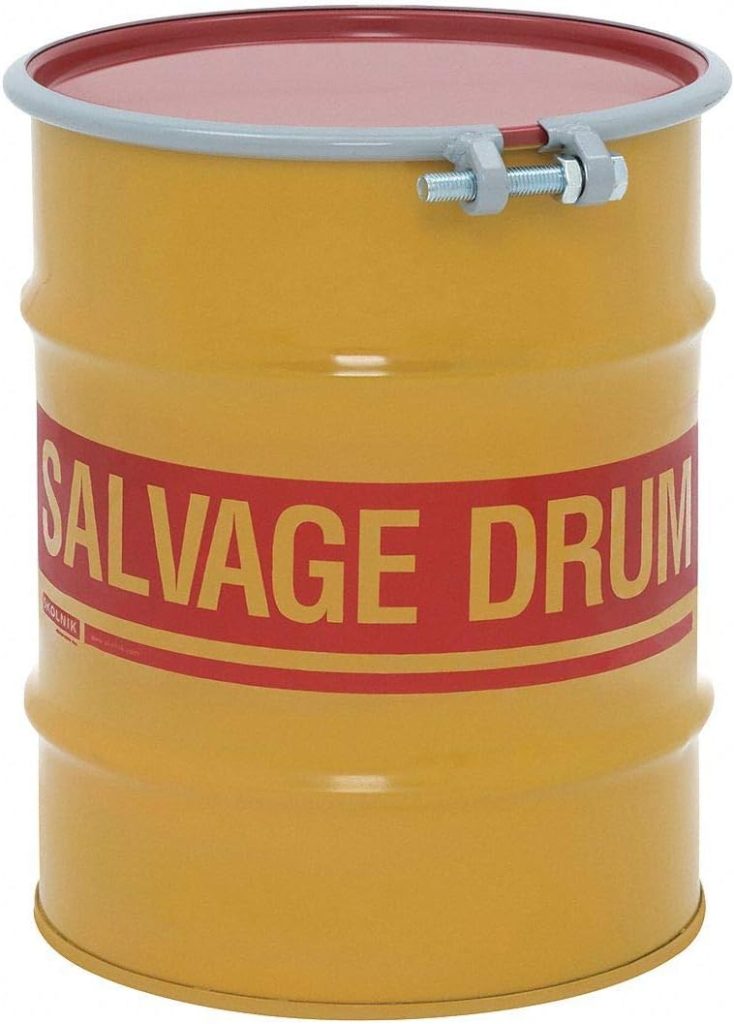 Salvage Drum, Open Head, 10 gal., Yellow