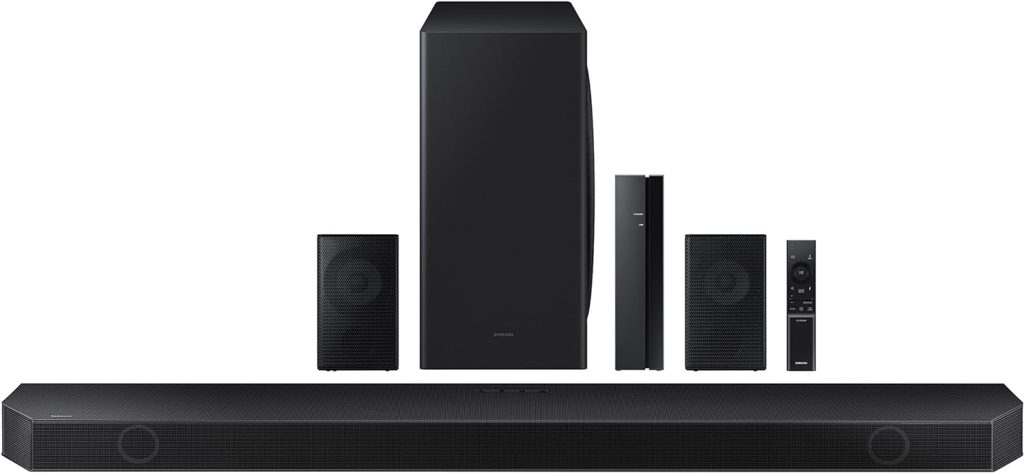 SAMSUNG HW-Q910B 9.1.2ch Soundbar w/ Wireless Dolby Atmos, DTS:X, Rear Speakers, Q Symphony, Built In Voice Assistant, SpaceFit Sound, Airplay 2, Adaptive Sound, Game Pro Mode, Alexa Built-In, 2022