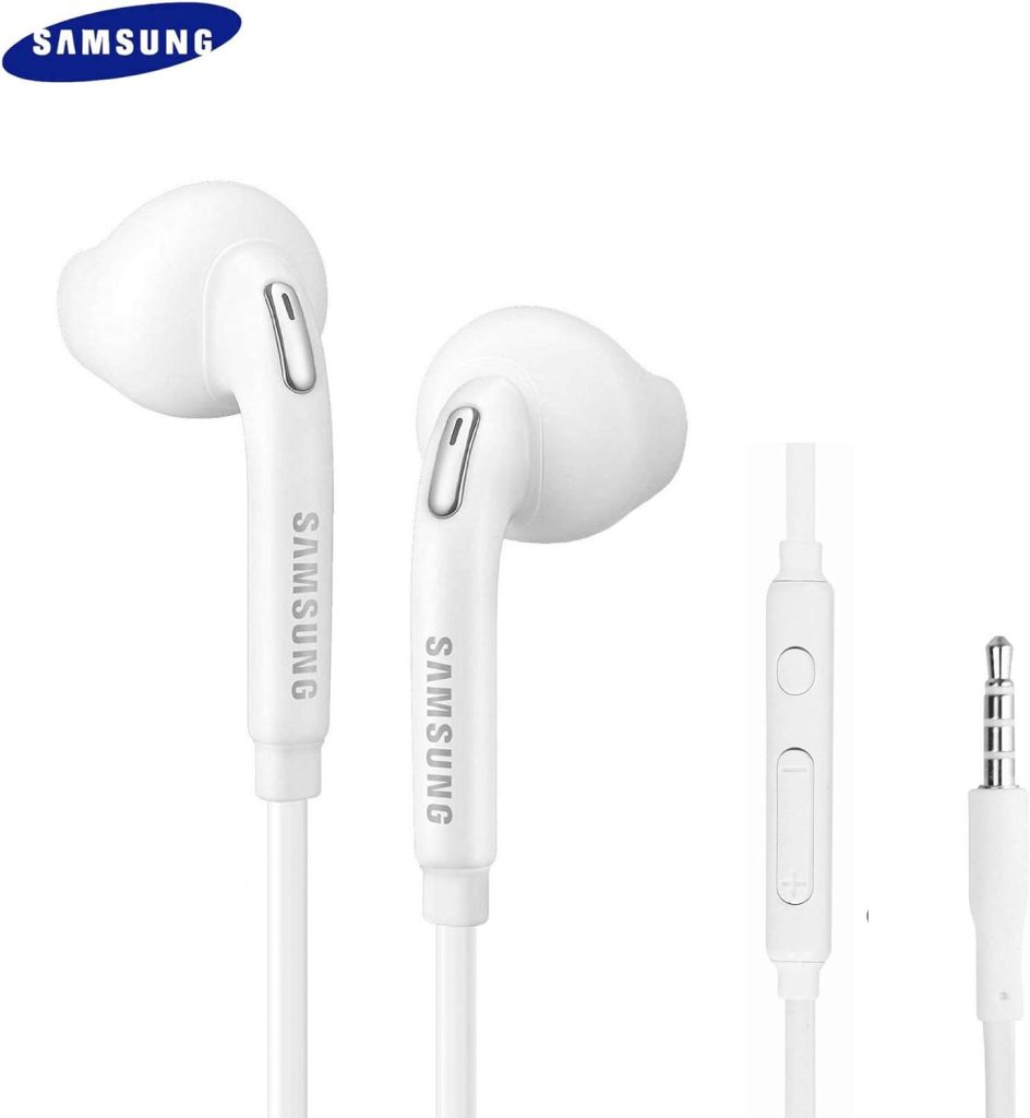 SAMSUNG Samung Wired Earbuds Original 3.5mm in-Ear Headphones Galaxy S10, S10 Plus, S10e Plus, Note 10, A71, A31 - Microphone  Volume Remote - Includes Black Velvet Carrying Pouch - White