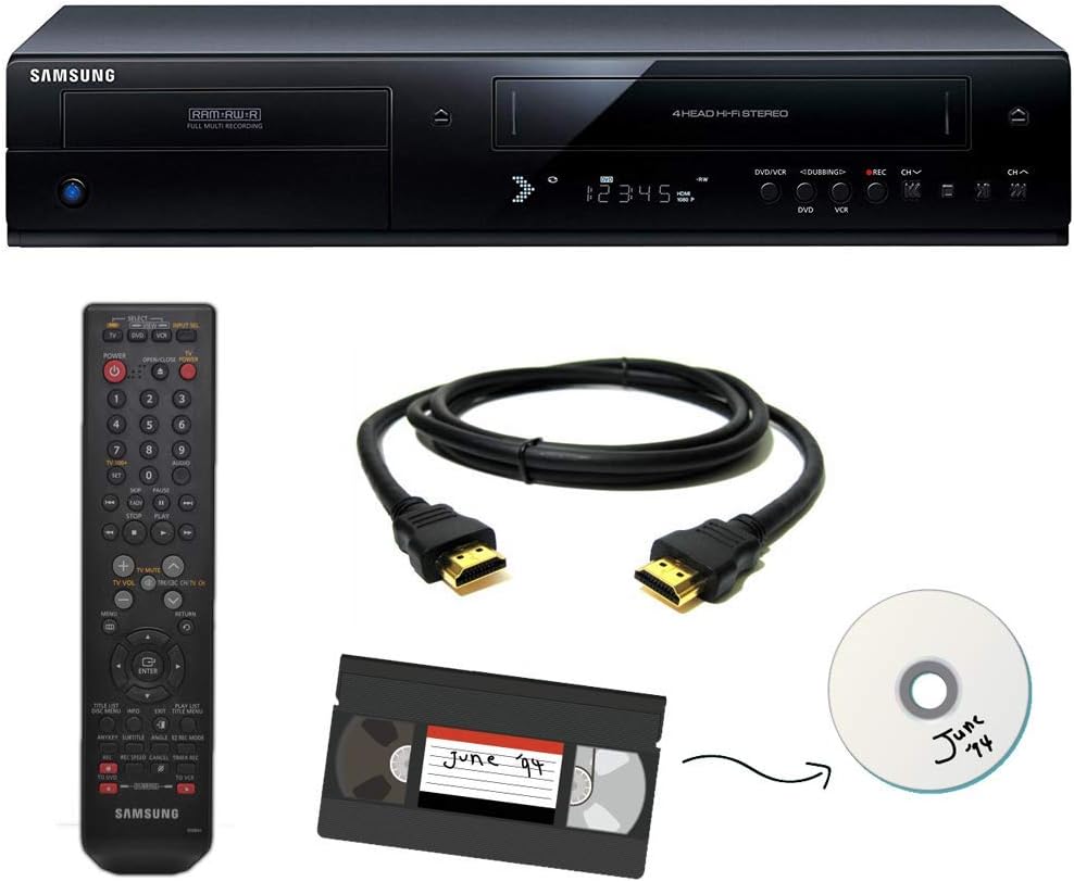 Samsung VHS to DVD Recorder VCR Combo w/ Remote, HDMI (Renewed)