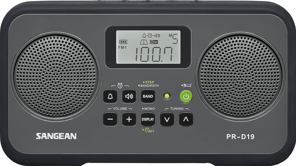 Sangean PR-D19BK FM Stereo/AM Digital Tuning Portable Radio with Protective Bumper (Gray/Black)