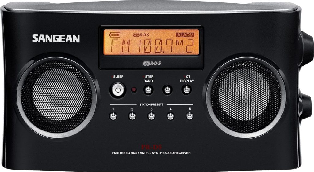 Sangean PR-D5BK AM/FM Portable Radio with Digital Tuning and RDS (Black)