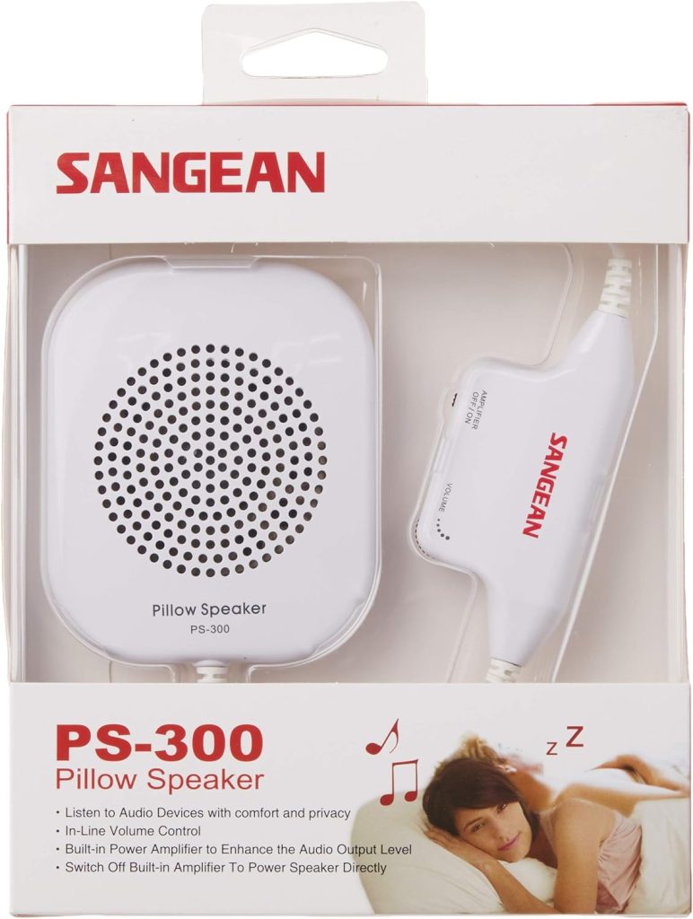 Sangean PS-300 Pillow Speaker with In-line Volume Control and Amplifier (White)