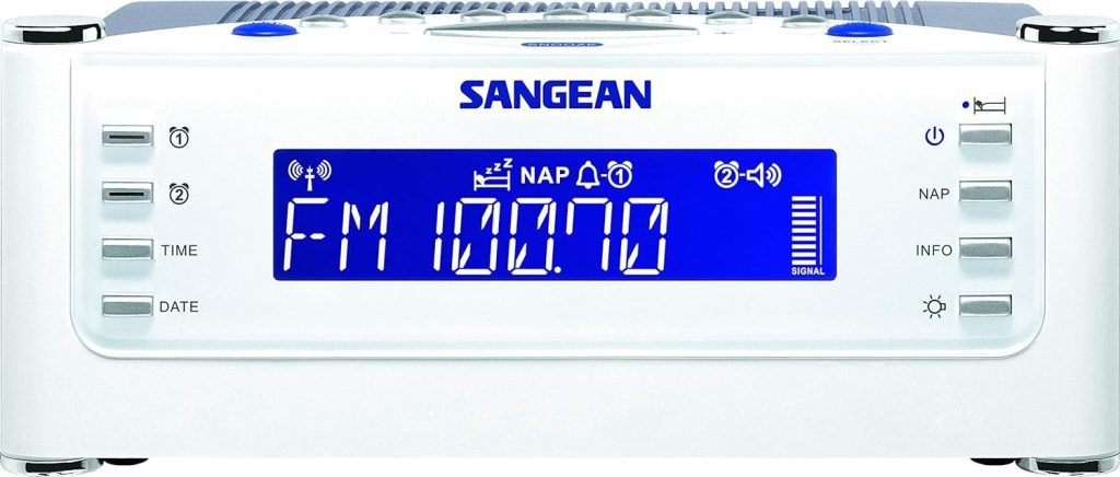 Sangean RCR-22 Atomic Clock with FM-RDS / AM / Aux-in Digital Tuning Clock Radio, silver, one size