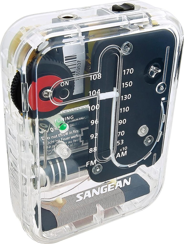 Sangean SR-32CL AM/FM Pocket Analog Radio (Clear), Small