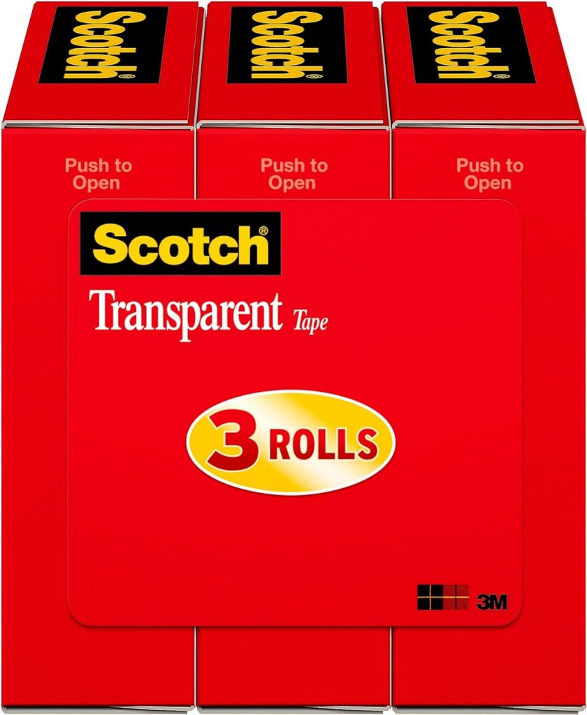 Scotch Transparent Tape, 3/4 in x 1000 in, 3 Boxes/Pack (600K3)