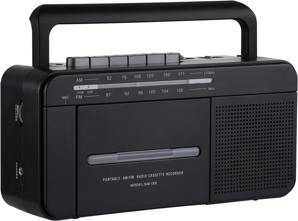 SEMIER Boombox MP3 Conversion Cassette Tape Player Recorder AM FM Radio, Cassette to MP3 Digital Converter, USB Recording, Built-in Microphone, Big Speaker and Earphone Jack by AC or C Batteries