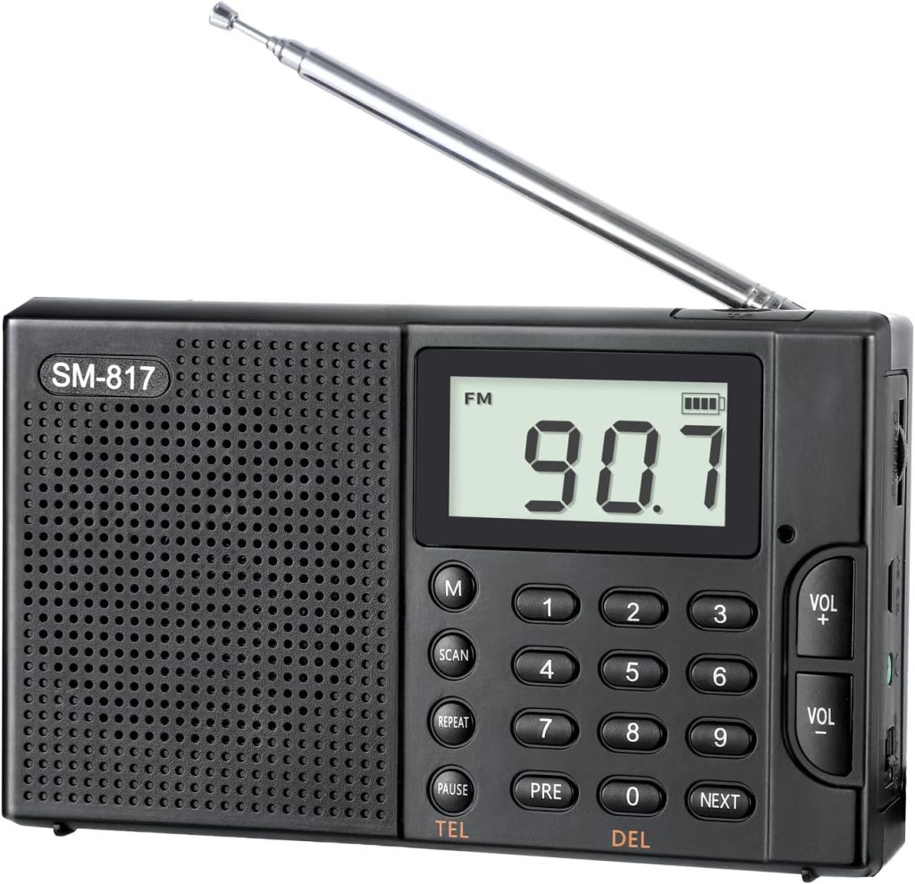 SEMIER Portable AM FM SW Bluetooth Radio with 1200mah Rechargeable Battery, Small Shortwave Radio Digital Tuning, LCD Display, Support USB and Micro SD Card, Build-in Bass Speaker and Earphone Jack