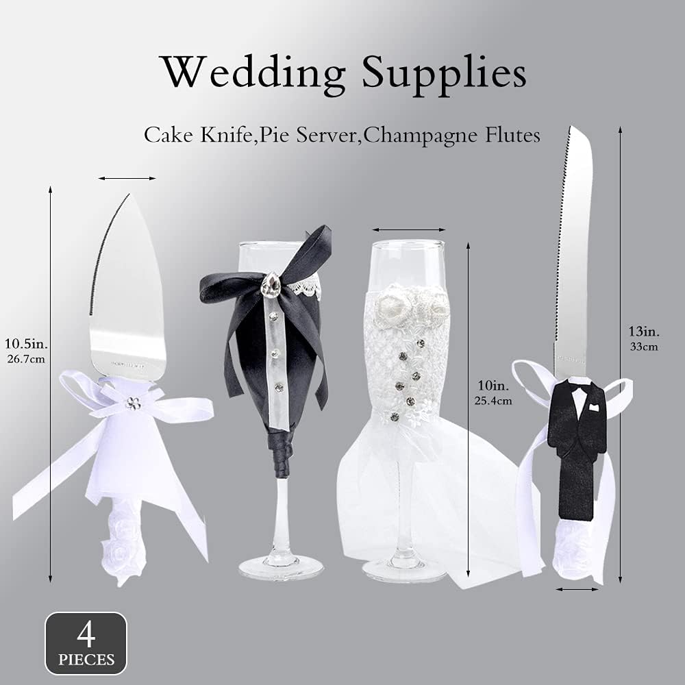 senover Wedding Champagne Glasses Champagne Flutes Set of 2 Toasting Flutes Engraved Wedding Toast Glass Flutes Bride and Groom Gift