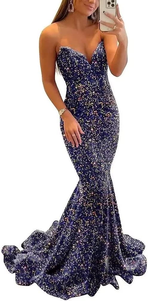 Sequin Prom Dresses 2023 Mermaid Homecoming Dress High Split Formal Party Evening Gowns for Women