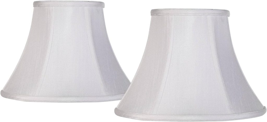 Set of 2 Bell Lamp Shades White Small 6 Top x 12 Bottom x 9 Slant x 8.5 High Spider with Replacement Harp and Finial Fitting - Imperial Shade