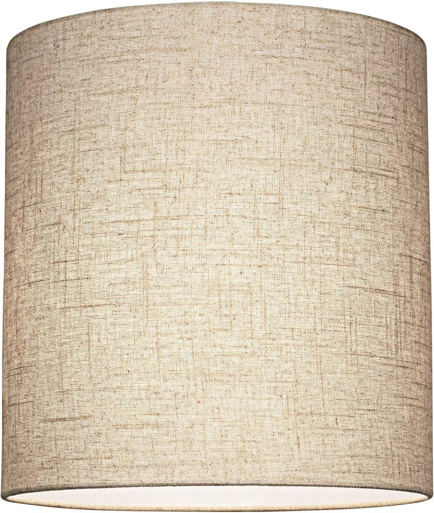 Set of 2 Hardback Tall Drum Lamp Shades Oatmeal Beige Medium 14 Top x 14 Bottom x 15 High Spider with Replacement Harp and Finial Fitting - Springcrest