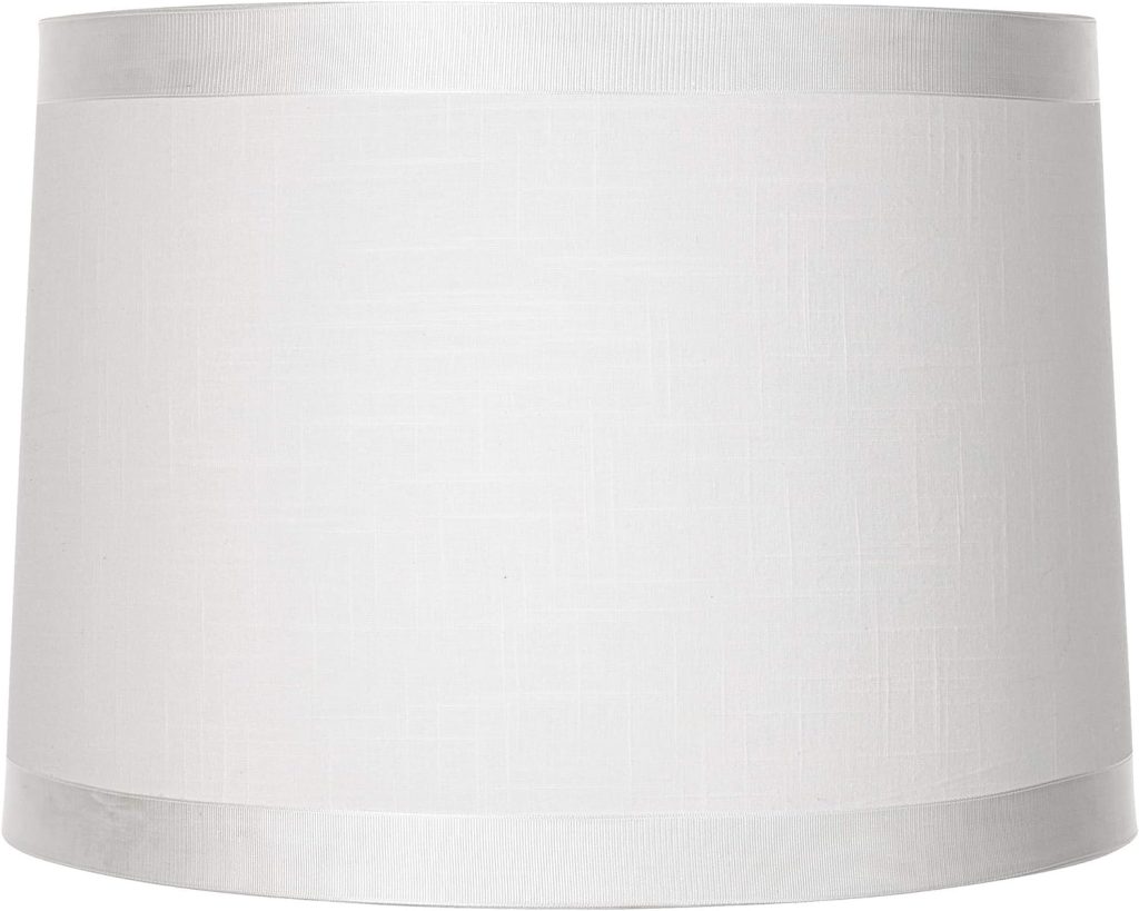 Set of 2 White Fabric Medium Drum Lamp Shades 13 Top x 14 Bottom x 10 High (Spider) Replacement with Harp and Finial - Springcrest