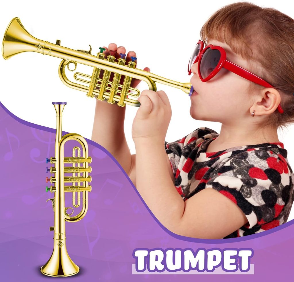 Set of 3 Saxophone for Kids Musical Instruments Toy Saxophone Toy Trumpet and Toy Clarinet with 8 Colored Coded Keys Teaching Songs for Toddlers Children (Silver)