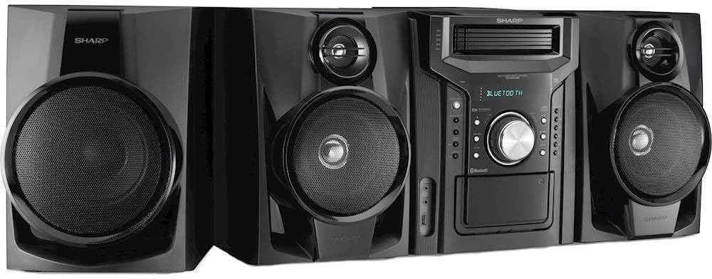 Sharp Bluetooth 350-Watt All-in-One Hi-Fi Audio Stereo Sound System with 5-Disc Multi-Play CD Changer, Cassette Deck, AM/FM Radio Tuner, Remote Control Plus 6ft Kubicle Aux Cable Bundle