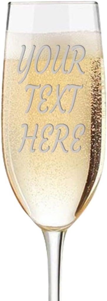 shop4ever Personalized Your Text Here Laser Engraved Champagne Flutes Glass 8 oz with Box, Customizable Gift for Wedding (Single - 1)