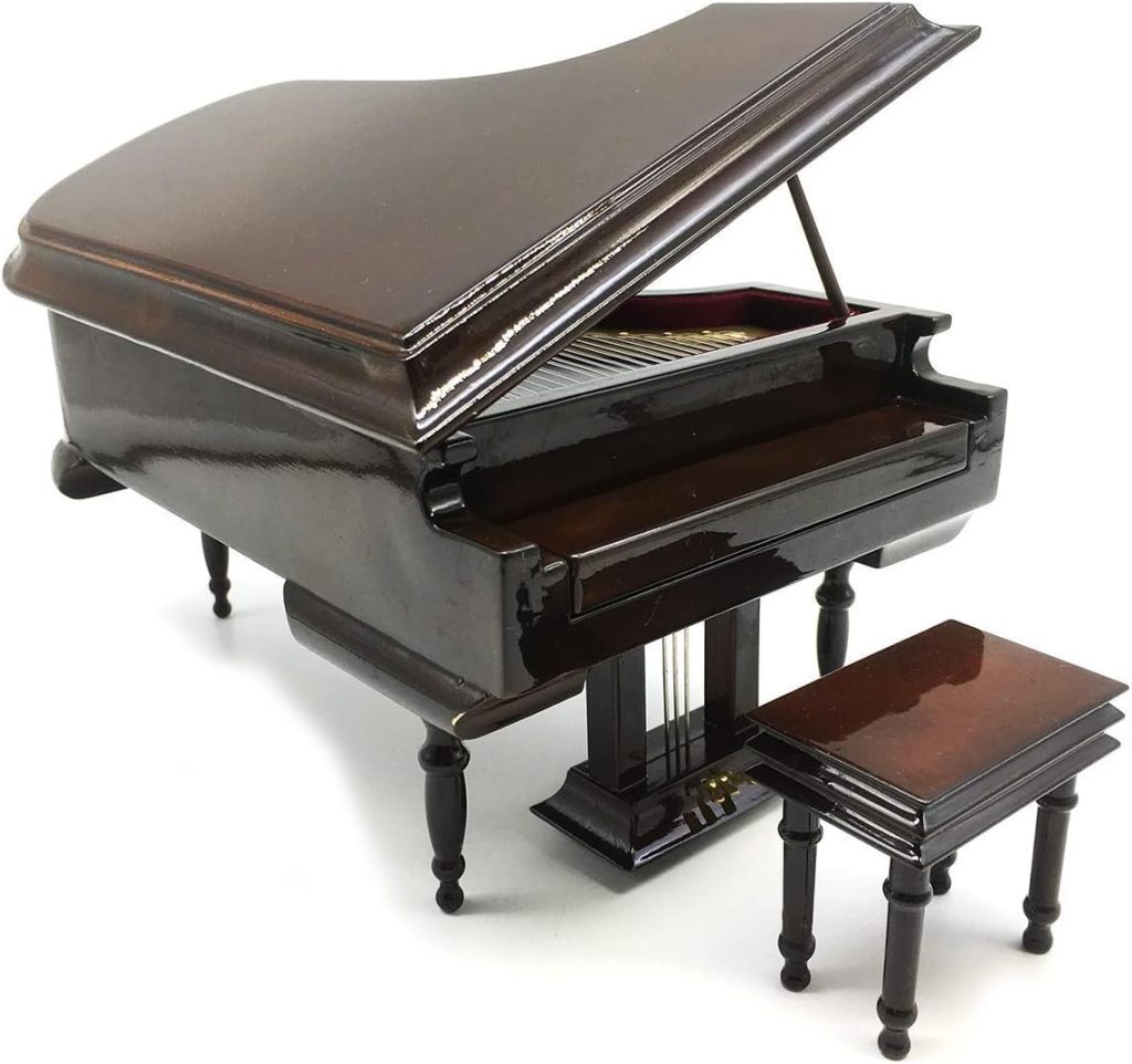 SHTWX Piano Music Box with Bench and Black Case Musical Boxes Gift for Christmas/Birthday/Valentines Day, Melody Canon