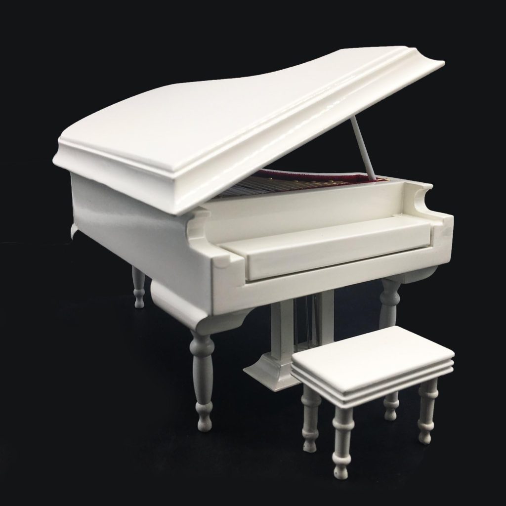 SHTWX White Piano Music Box with Bench and Black Case Musical Boxes Gift For Christmas/Birthday/Valentines day, Melody Spirited Away