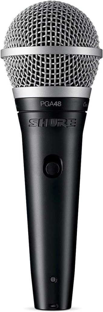 Shure PGA48 Dynamic Microphone - Handheld Mic for Vocals with Cardioid Pick-up Pattern, Discrete On/Off Switch, 3-pin XLR Connector, 15 XLR-to-XLR Cable, Stand Adapter and Zipper Pouch (PGA48-XLR)