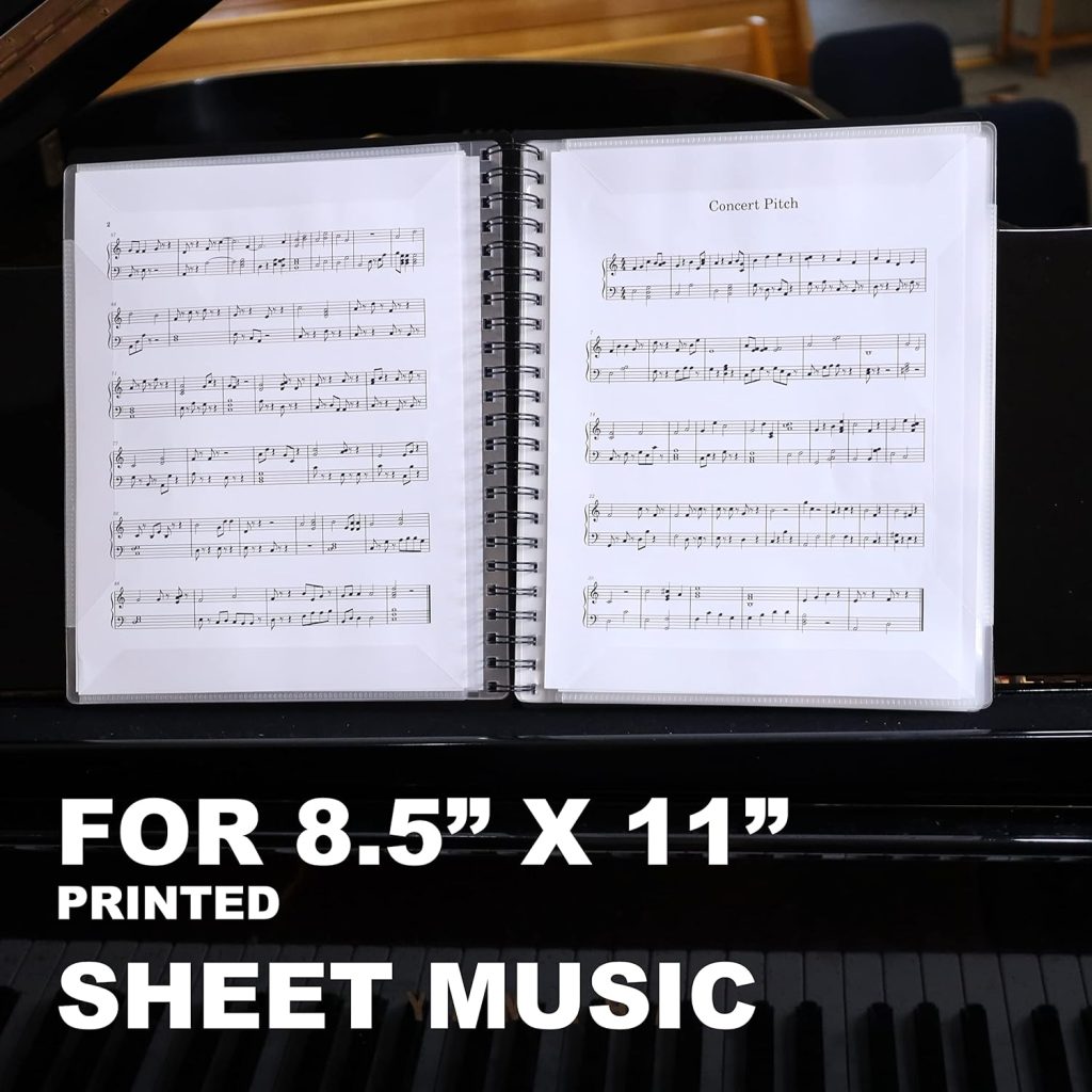 SIER FINS Sheet Music Folder for Sheet Music 8.5 X 11 | 60 Page Sheet Music Binder | Sheet Music Holder