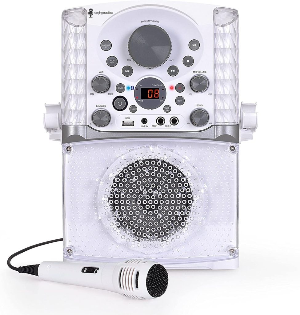 Karaoke USA GF946 GF946 DVD/CD+G/MP3+G Bluetooth 35-Watt Karaoke System  with 7-Inch TFT Digital Color Screen, LED Lights, HDMI Output, and 2
