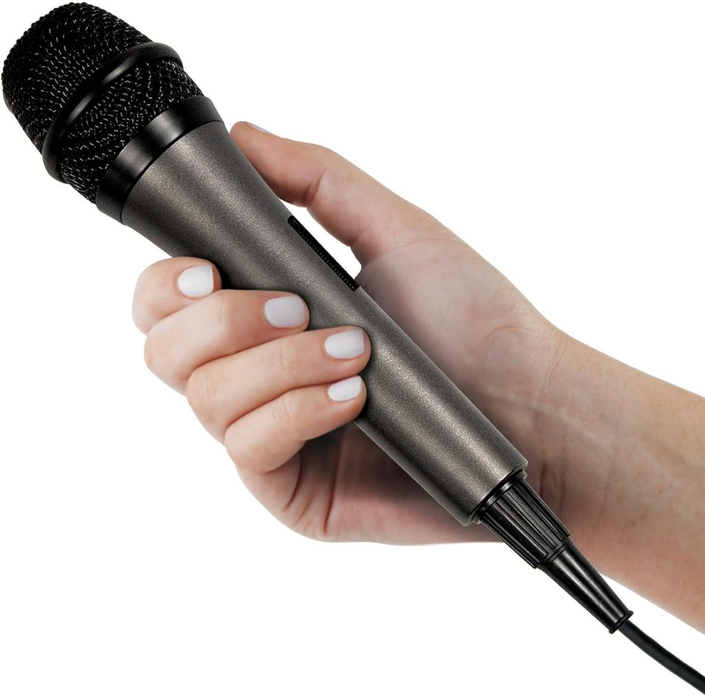 Singing Machine Wired Microphone for Karaoke, (Black) - Unidirectional Dynamic Vocal Microphone - Plug-In Microphone for Karaoke Machine, AMP,  Speaker - Mic for Singing, Public Speaking,  Parties