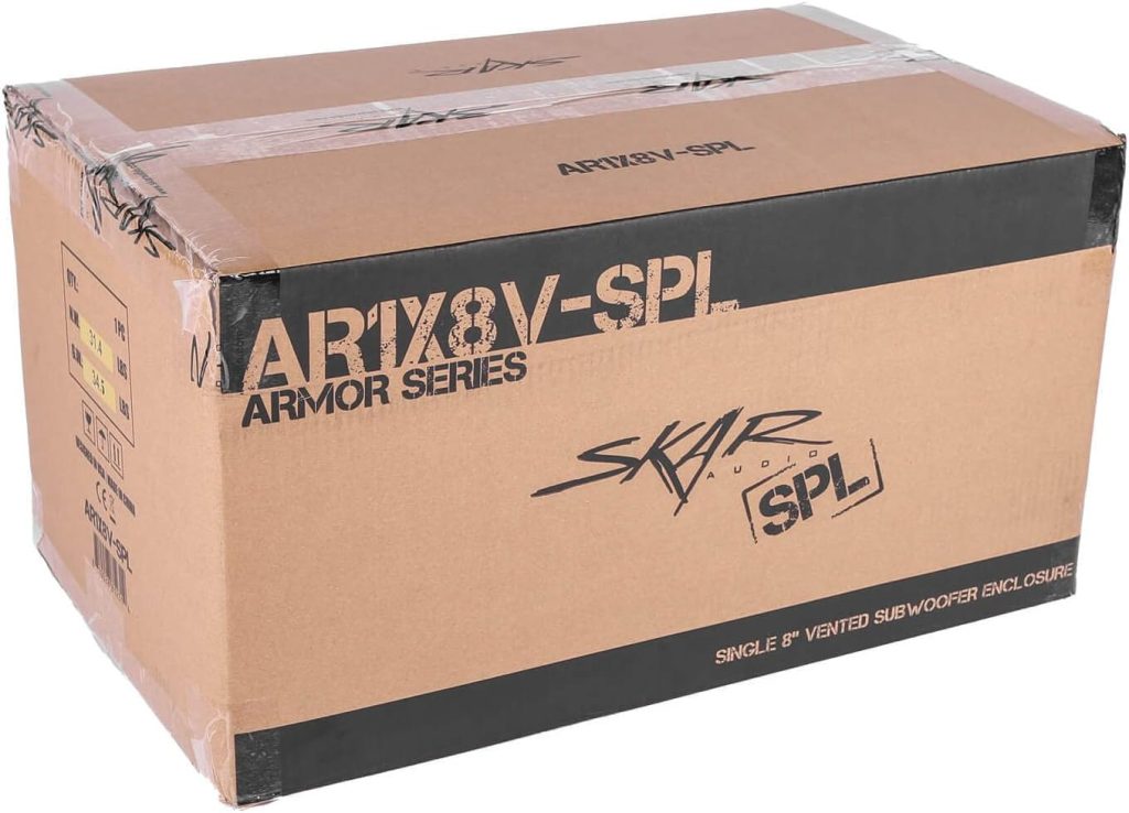 Skar Audio AR1X12V Single 12 Universal Fit Armor Coated Ported Subwoofer Box with Kerf Port