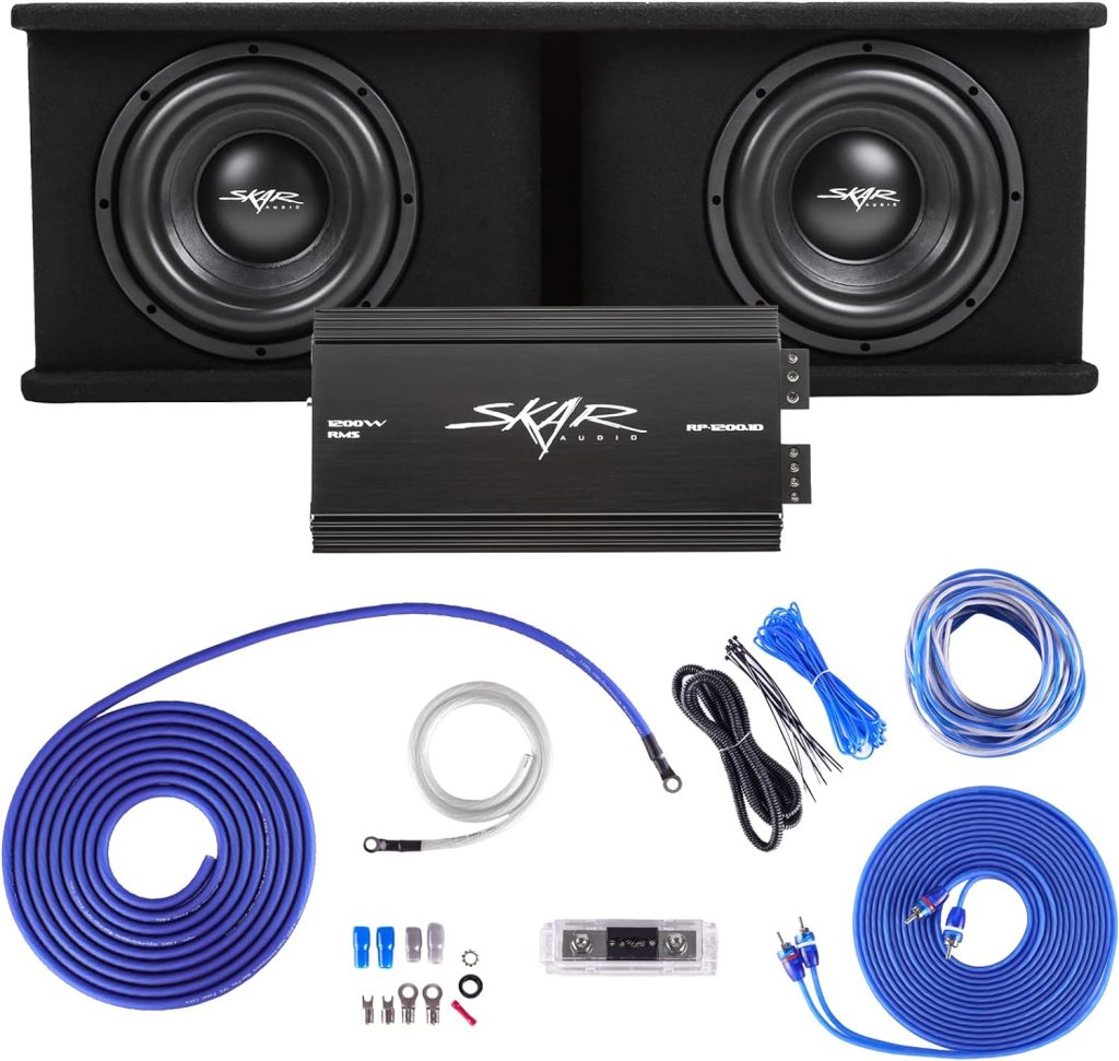 Skar Audio Dual 10 Complete 2,400 Watt SDR Series Subwoofer Bass Package - Includes Loaded Enclosure with Amplifier