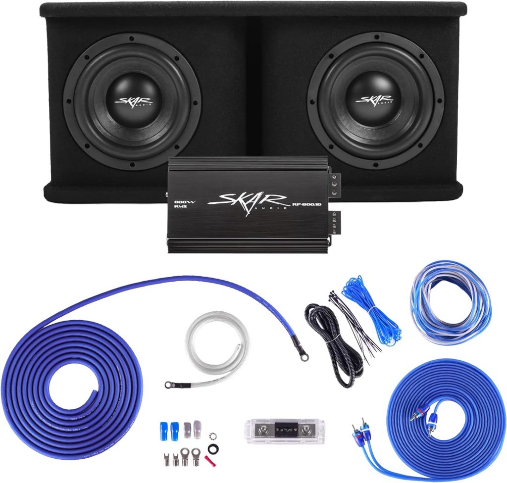 Skar Audio Dual 10 Complete 2,400 Watt SDR Series Subwoofer Bass Package - Includes Loaded Enclosure with Amplifier
