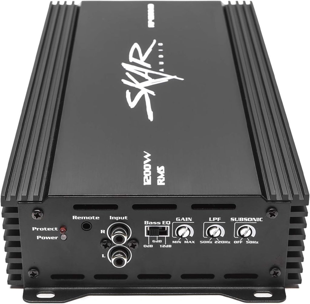 Skar Audio RP-1200.1D Monoblock Class D MOSFET Amplifier with Remote Subwoofer Level Control, 1200W