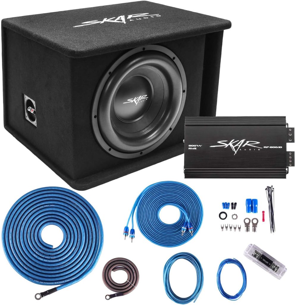 Skar Audio Single 12 Complete 1,200 Watt SDR Series Subwoofer Bass Package - Includes Loaded Enclosure with Amplifier