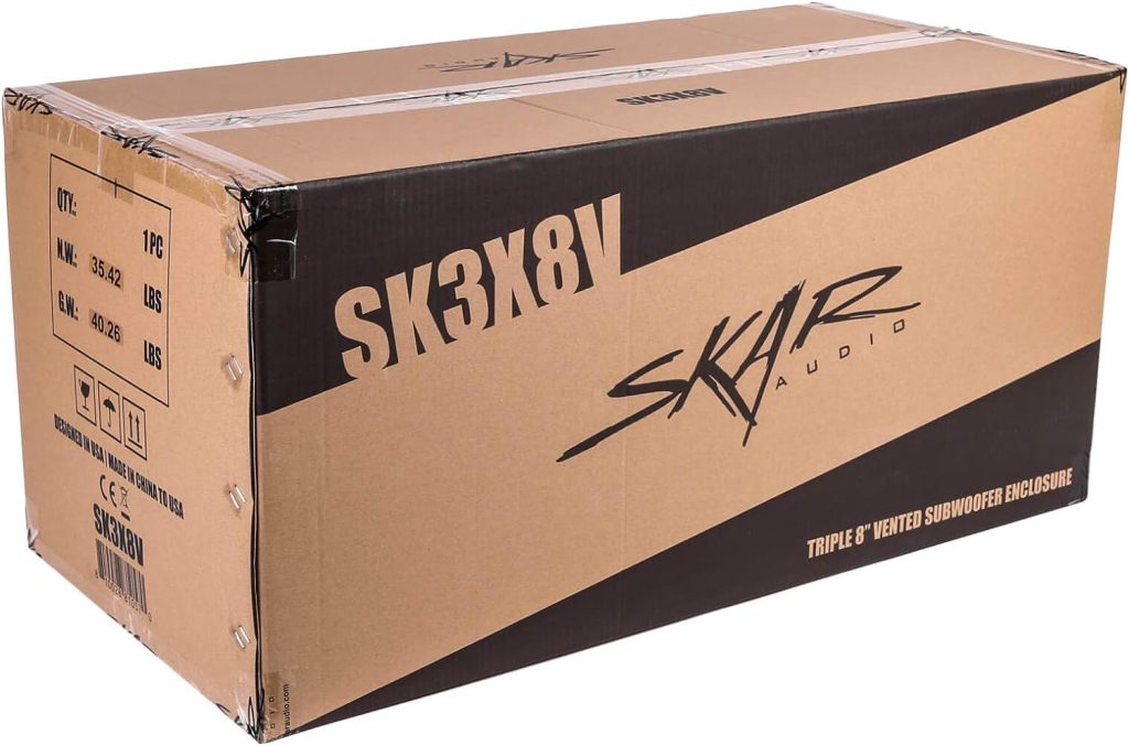 Skar Audio SK3X12V Triple 12 Universal Fit Ported Subwoofer Enclosure with Angled Rear Firing Design