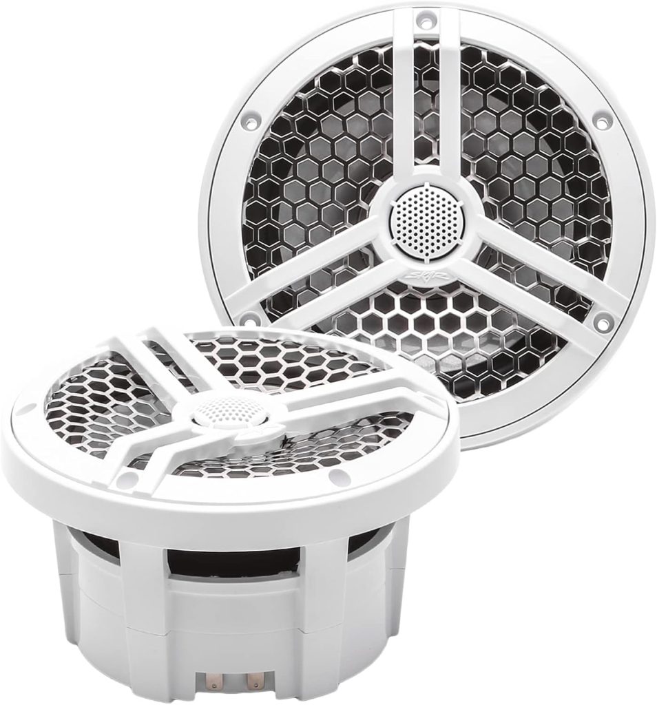 Skar Audio SK65M 6.5 2-Way Marine Full Range 320 Watt Coaxial Speakers, Pair (White)