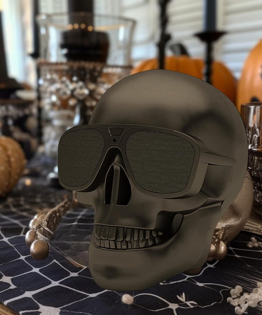 Skull Speaker Portable Wireless Cool Bluetooth Speaker - Great Audio and Stereo Quality - Makes a Spooky Addition to Your Halloween Decorations!