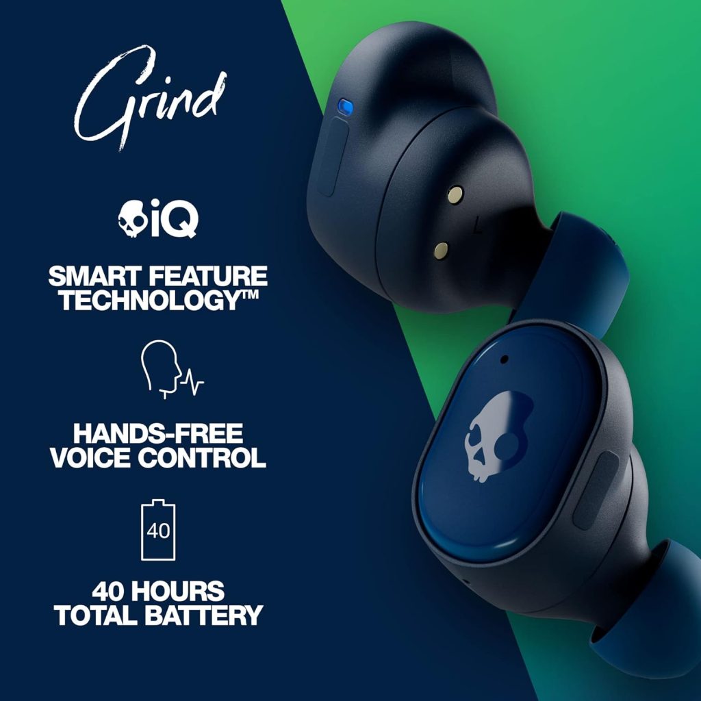 Skullcandy Grind In-Ear Wireless Earbuds, 40 Hr Battery, Skull-iQ, Alexa Enabled, Microphone, Works with iPhone Android and Bluetooth Devices - True Black