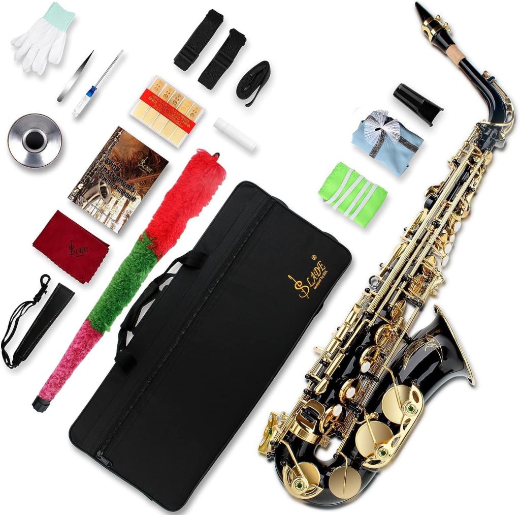 Eastar AS-Ⅱ Student Alto Saxophone E Flat Gold Lacquer Alto Beginner Sax  Full Kit With Carrying Sax Case Mouthpiece Straps Reeds Stand