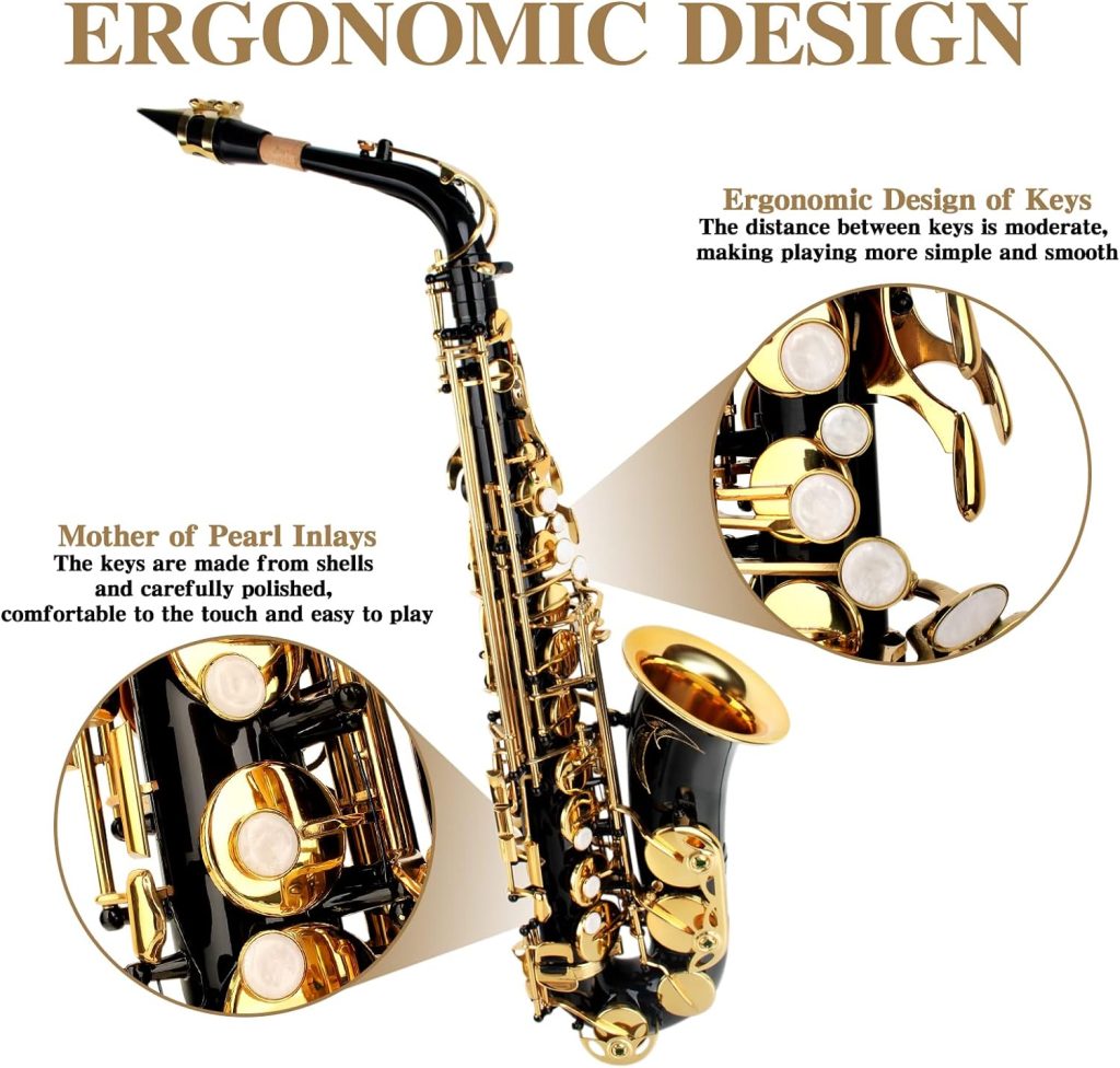 SLADE Saxophone Eb Alto Saxophone for Beginner Students, Saxaphone Adult, Saxophone Alto, Beginner Saxophone, Alto Saxaphone, Saxofon Alto, Saxophone, Black  Gold