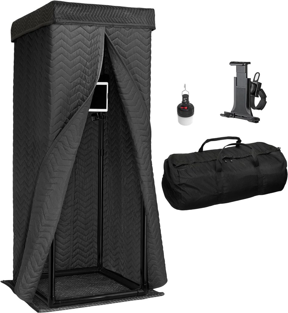 Snap Studio Vocal Booth - #1 Recommended Studio Sound Booth for Recording Dry, Echo-Free Vocals - 80% Reverb Reduction  360° Isolation - Clipmount, Lights  Travel Bag Included