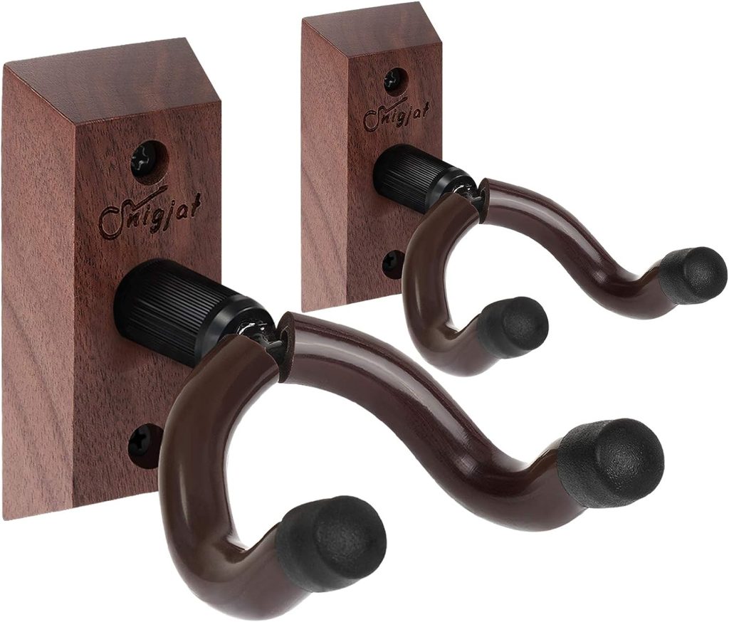 SNIGJAT Guitar Wall Hanger, 2 Pack Guitar Wall Mount, Guitar Hanger Wall Hook Holder Stand with Screws, Hardwood Guitar Wall Mount Hanger for Acoustic Electric Guitar Bass Banjo Mandolin